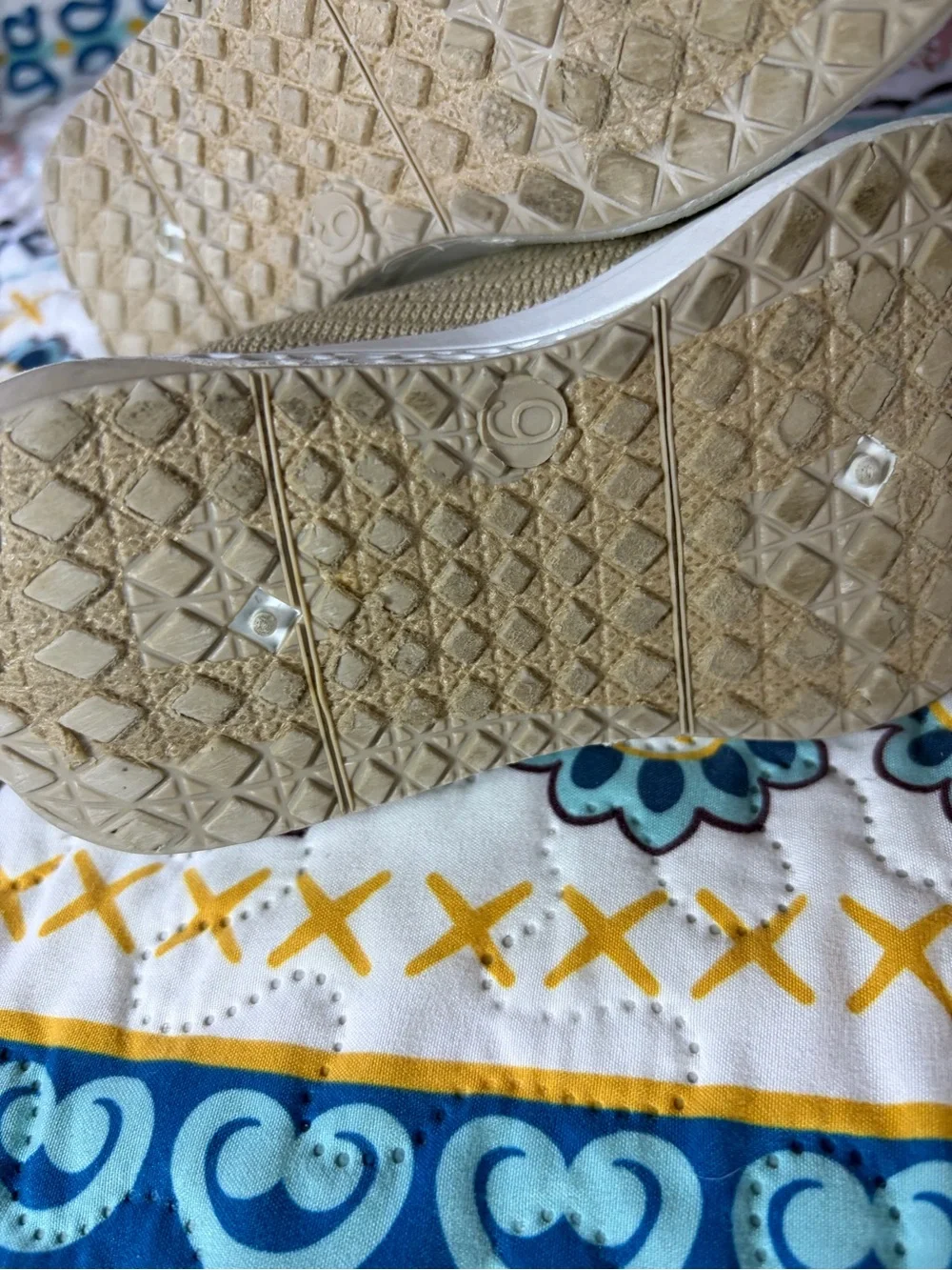 Red Kids Tan Knit Slip-On Sneakers with White Sole